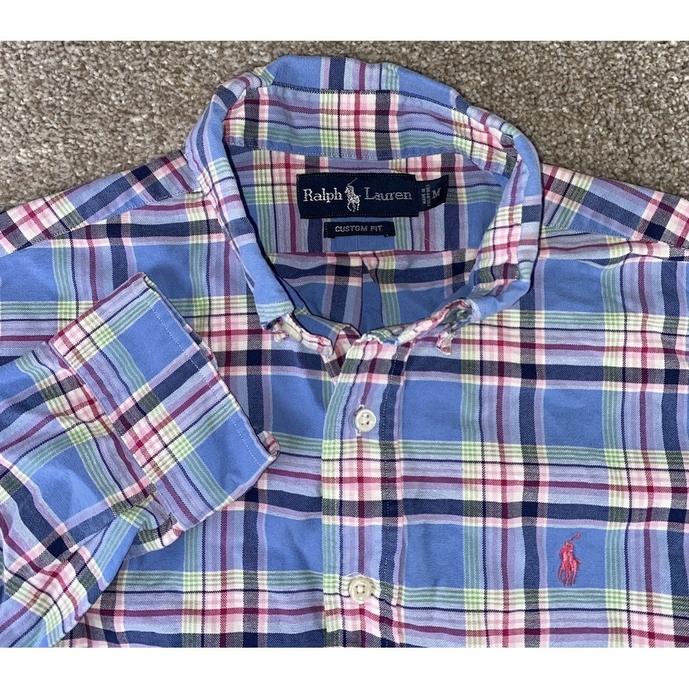 Polo Ralph Lauren Check Plaid Picnic Rainbow Pattern Men M Classic Pink Pony